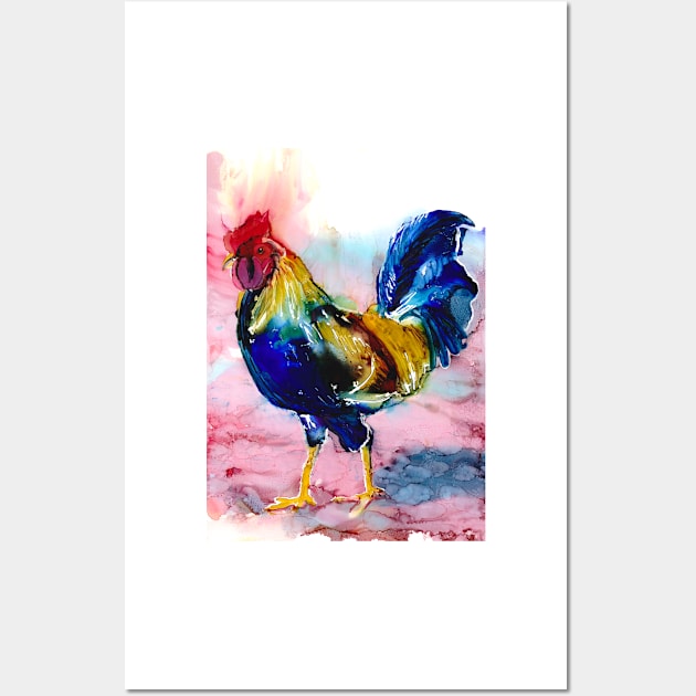 Rooster in alcohol inks Wall Art by kittyvdheuvel